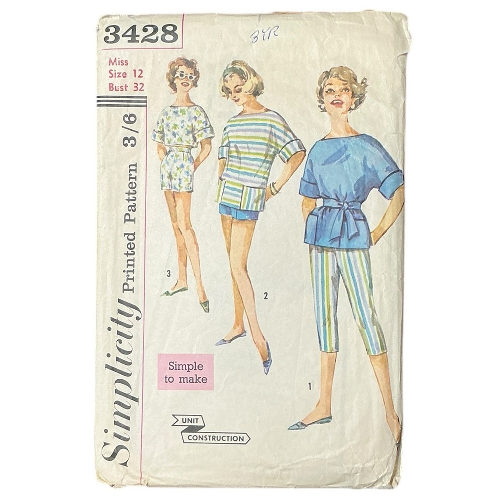 Simplicity Vintage Pattern 3428 Shorts Top Pants Easy